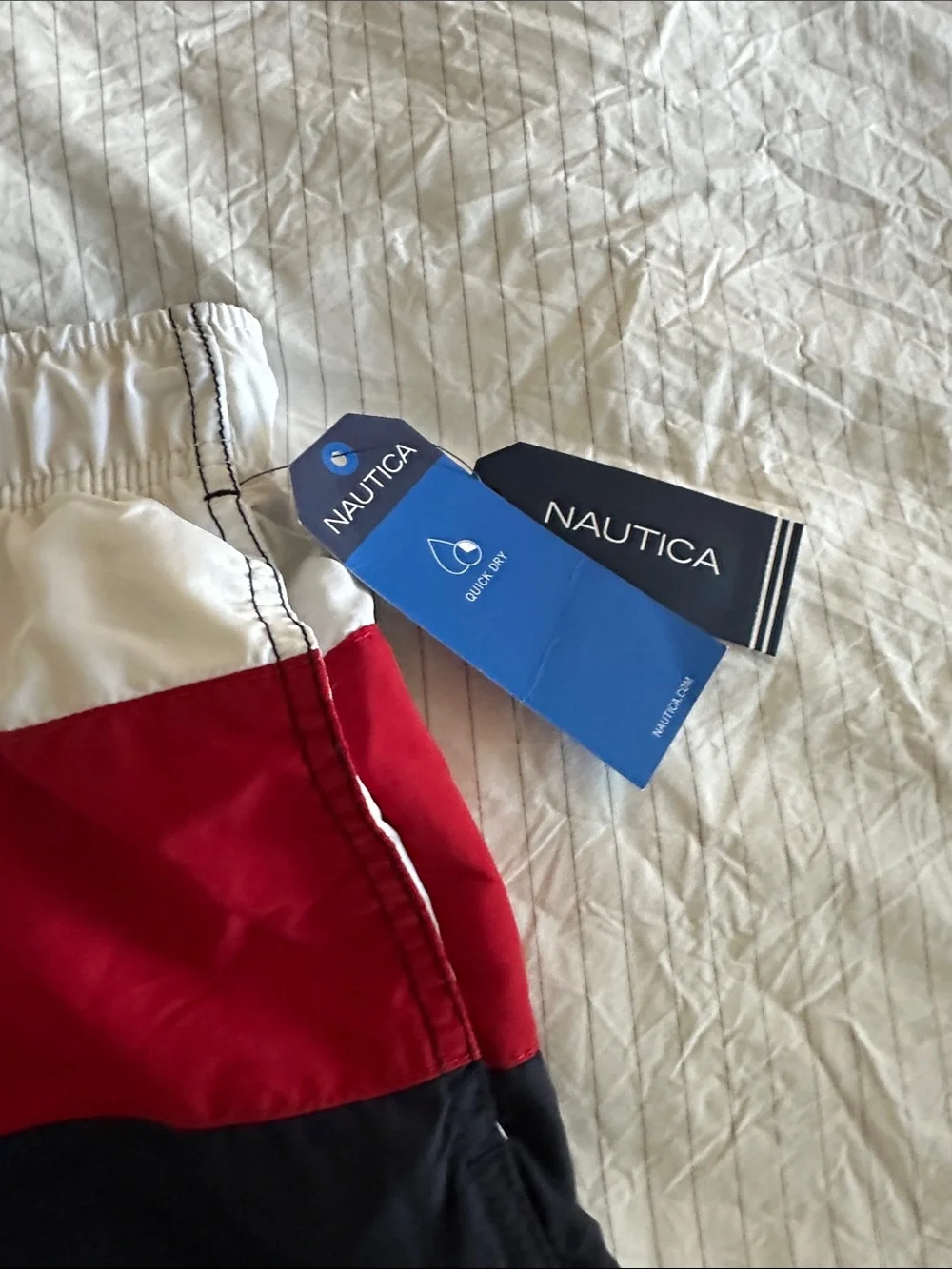Nautica - Men's Colorblock Swim Trunks - White/Red/Navy - XL